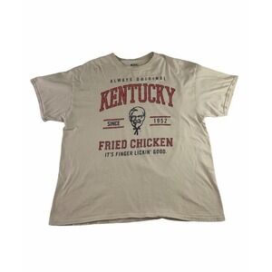 KFC Kentucky Fried Chicken Graphic T-Shirt XL Cream Logo Tee Finger Lickin' Good